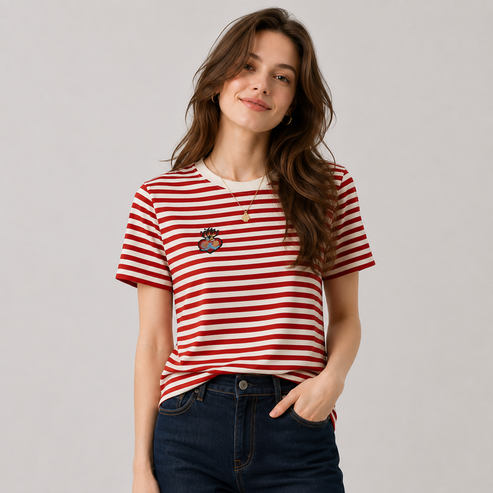 Cilvella | Tencel Lyocell Relaxed Fit Striped Knit T-Shirt