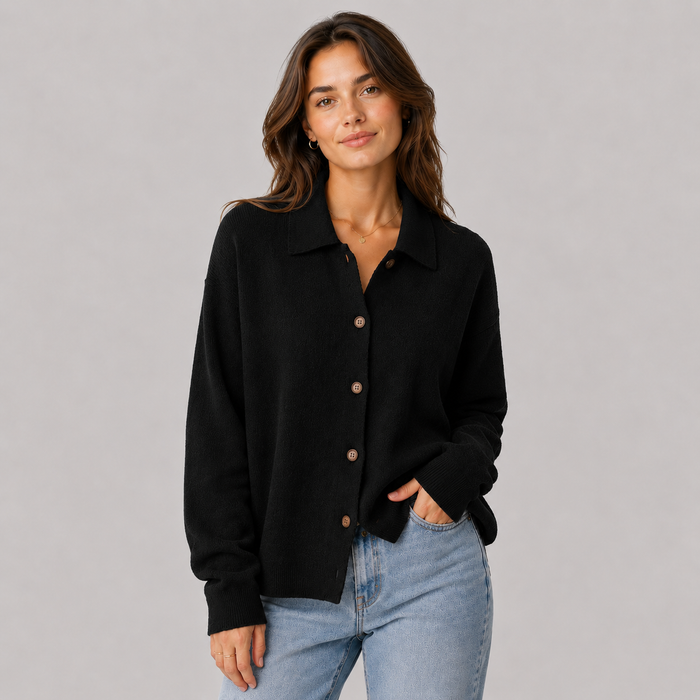 CILVELLA — Cashmere Blend Relaxed Knit Shirt Jacket