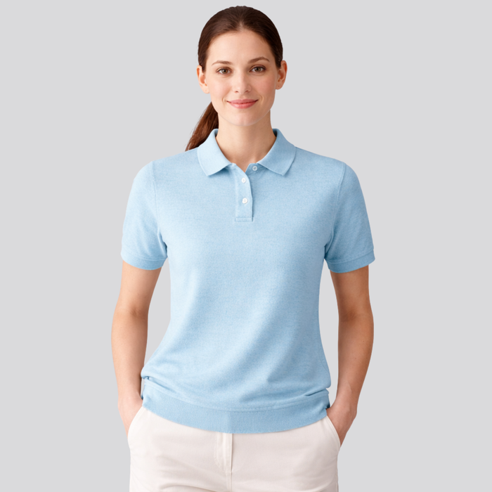 CILVELLA — Merino Wool Short Sleeve Knit Polo