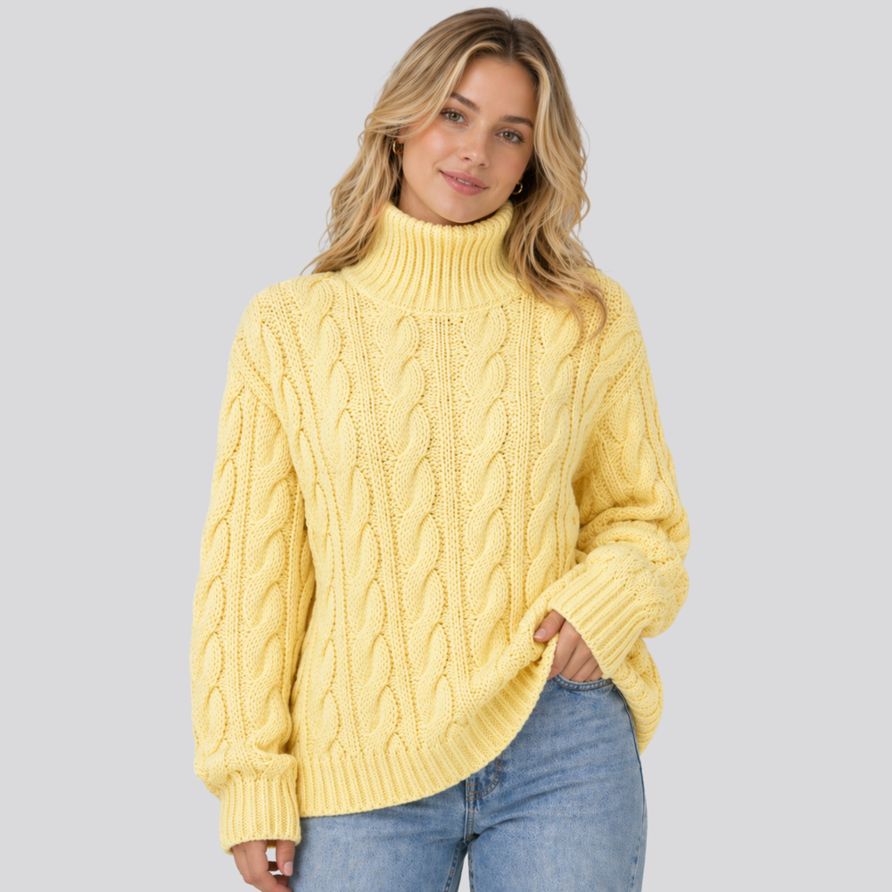 CILVELLA — Merino Wool High-Neck Textured Sweater