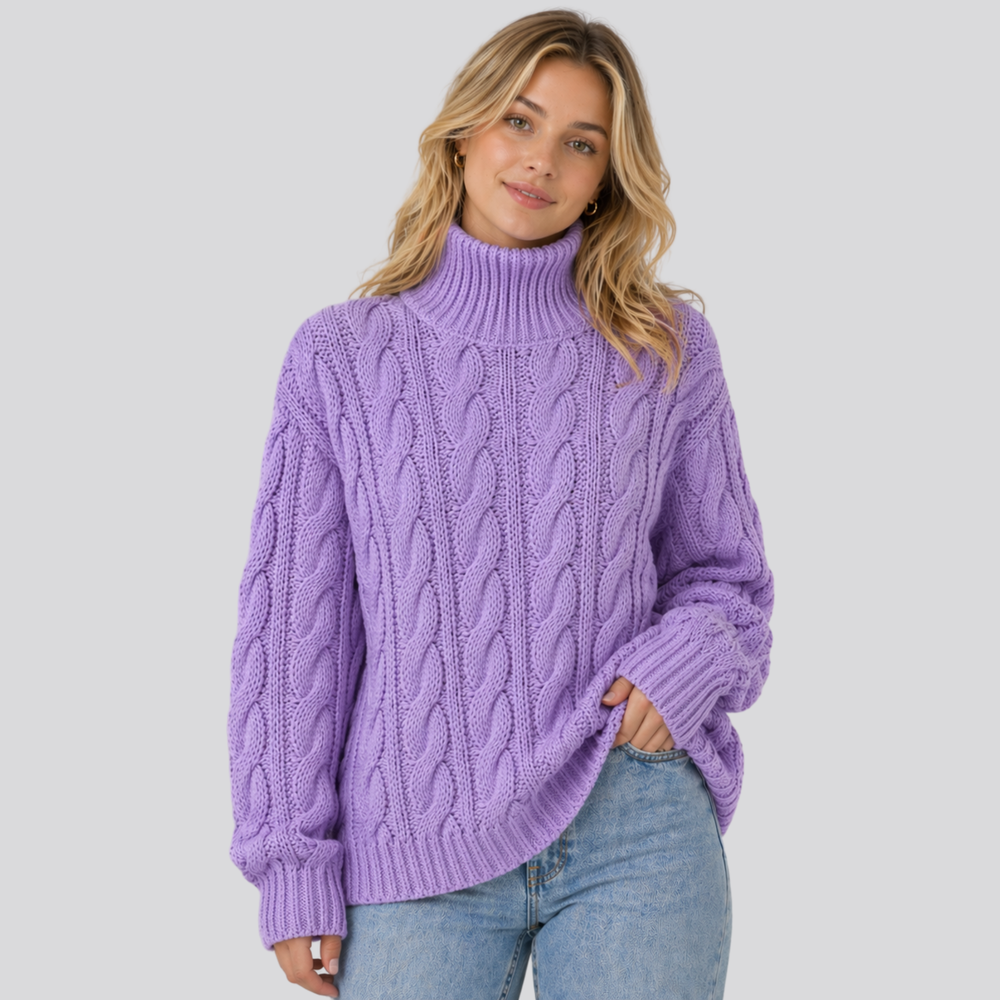 CILVELLA — Merino Wool High-Neck Textured Sweater