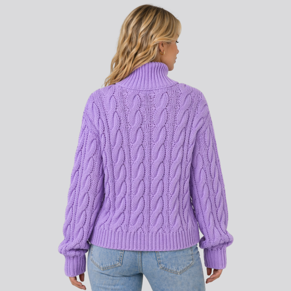 CILVELLA — Merino Wool High-Neck Textured Sweater