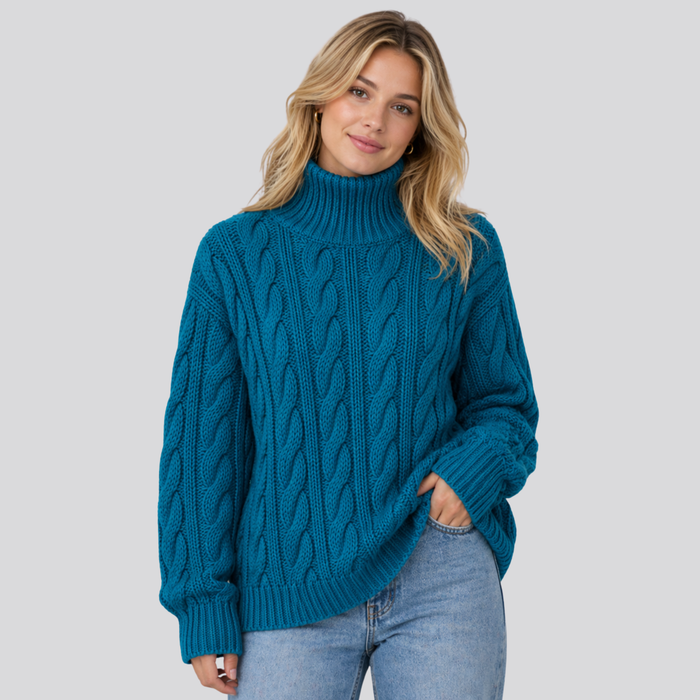 CILVELLA — Merino Wool High-Neck Textured Sweater