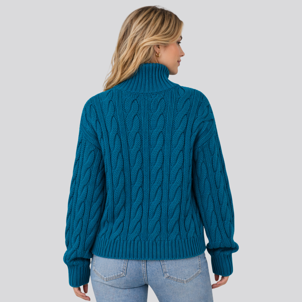 CILVELLA — Merino Wool High-Neck Textured Sweater