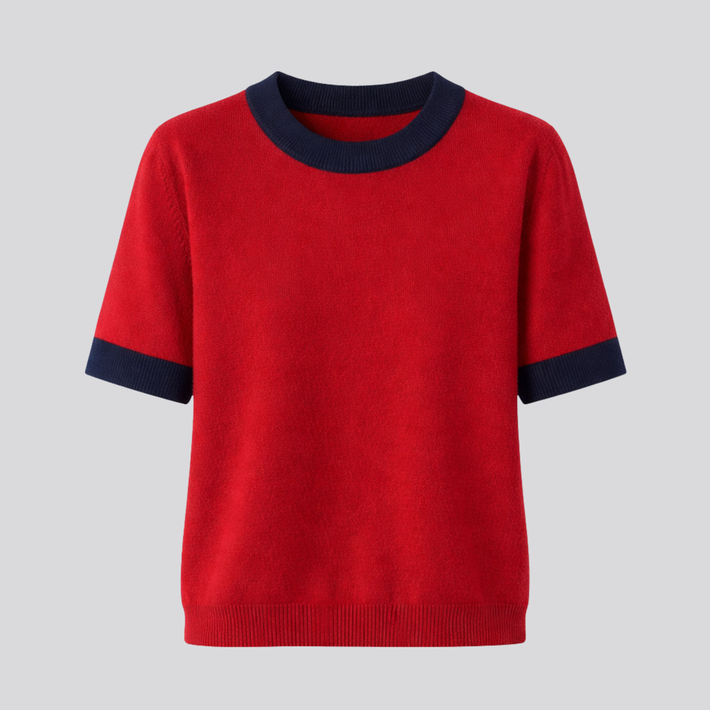 CILVELLA — Merino Wool Short Sleeve Knit Top