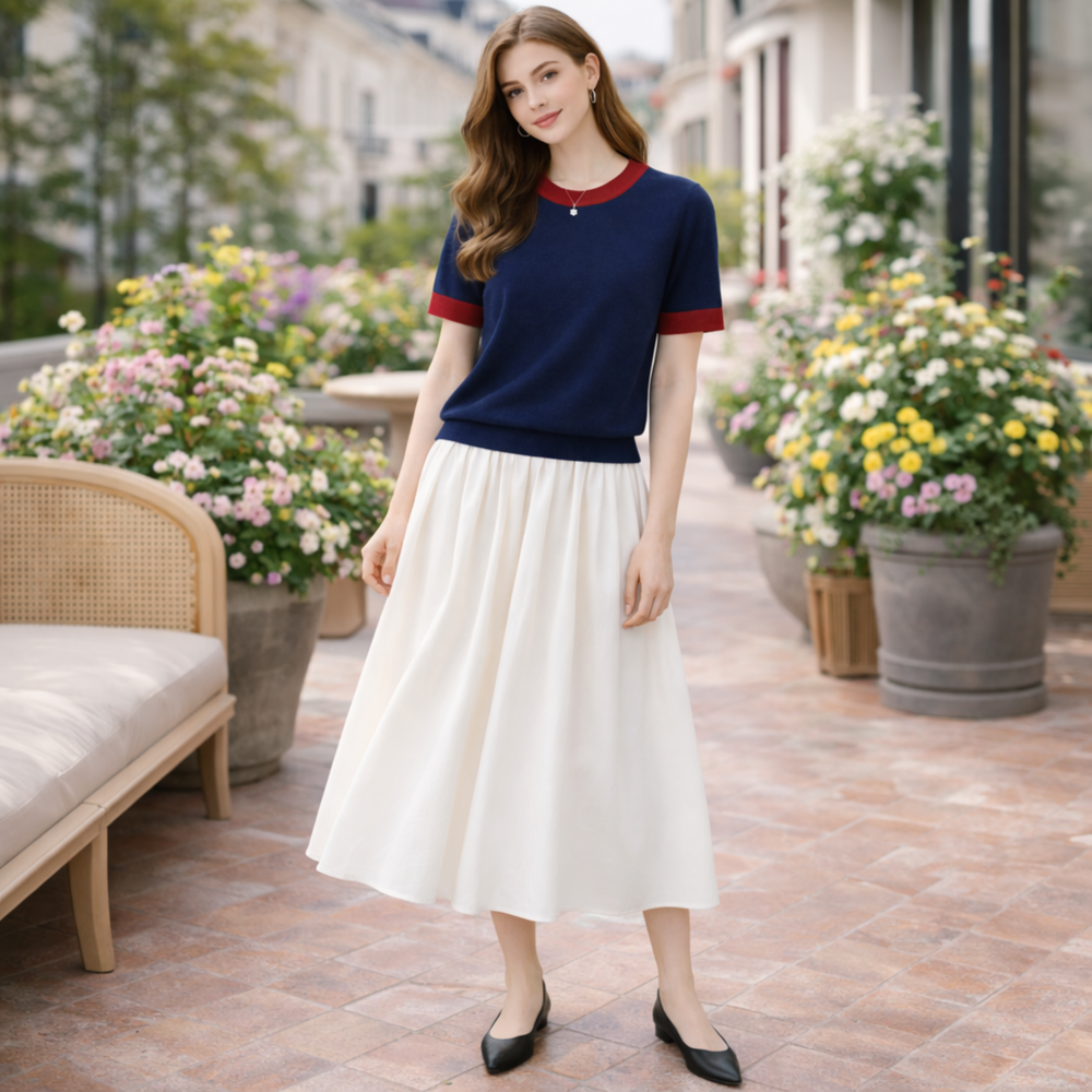 CILVELLA — Merino Wool Short Sleeve Knit Top