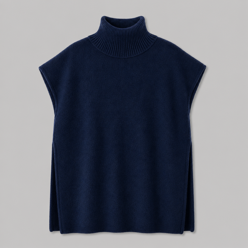 CILVELLA — Cashmere Blend Turtleneck Knit Poncho