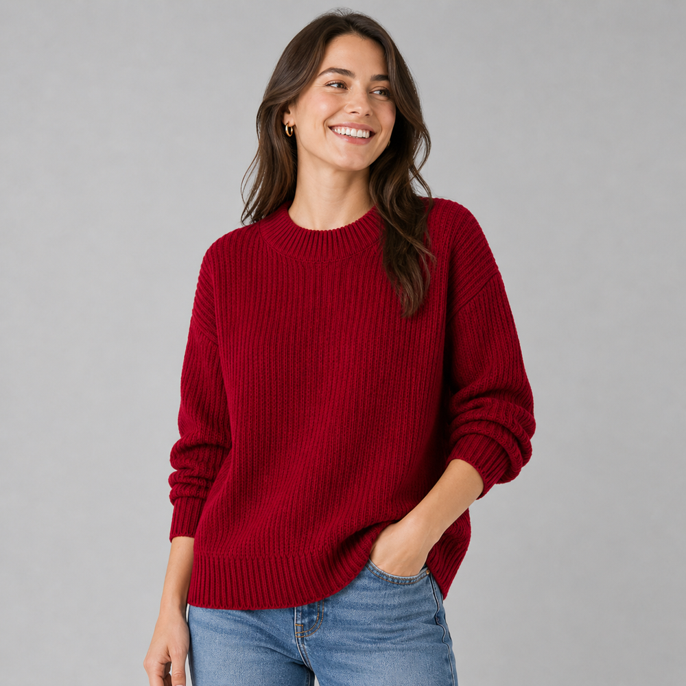 CILVELLA — Cashmere Blend Ribbed Knit Sweater