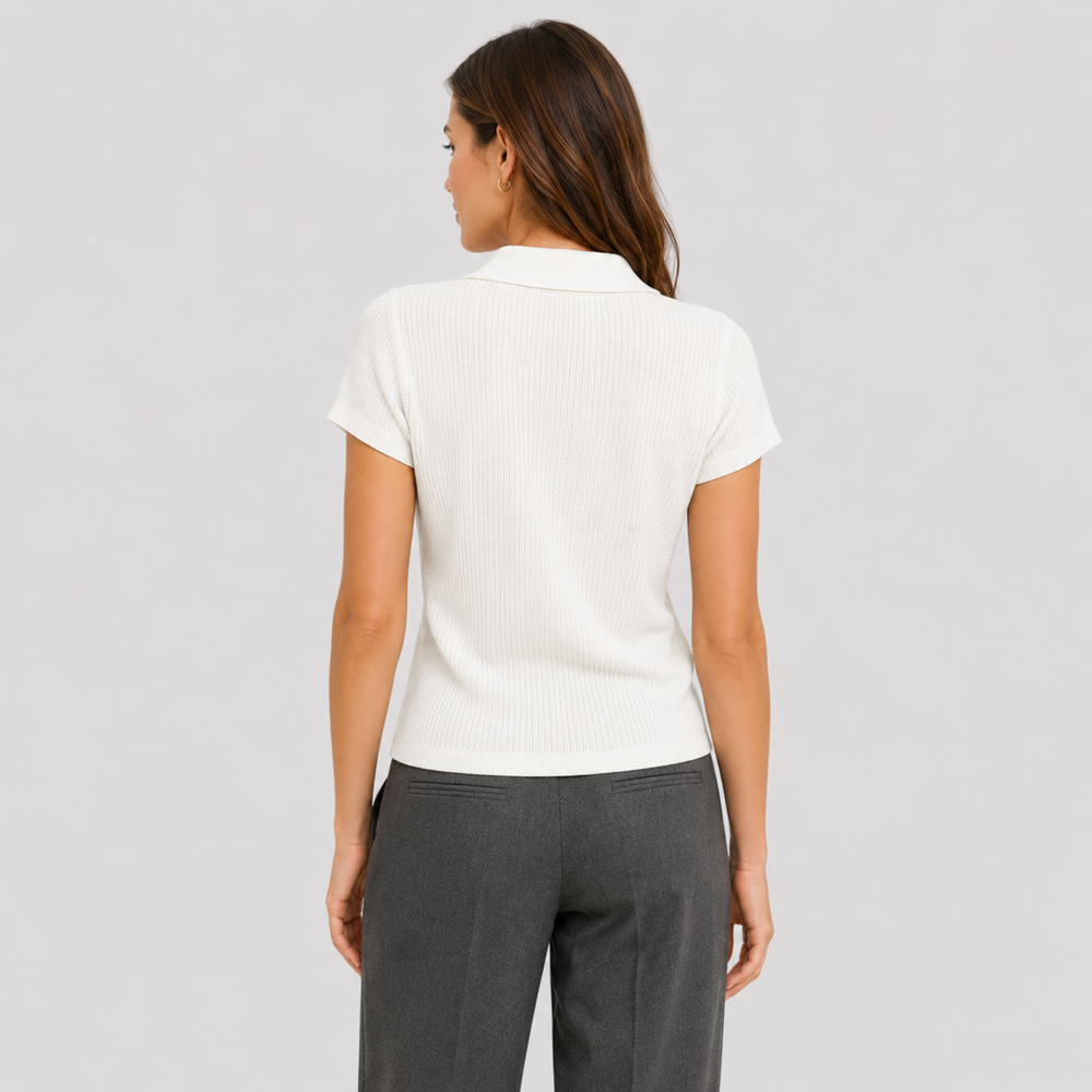 Cilvella | Tencel Lyocell V-Neck Knit Polo T-Shirt