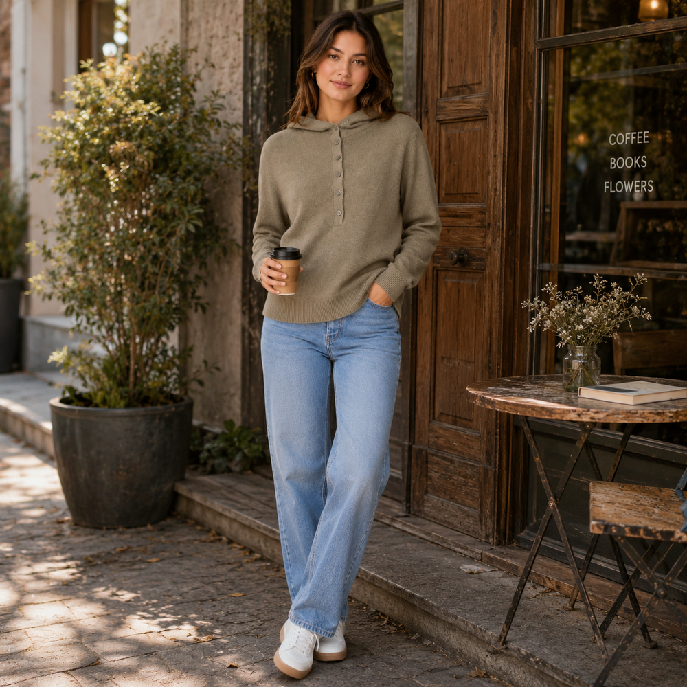 CILVELLA — Cashmere Blend Hooded Knit Sweater