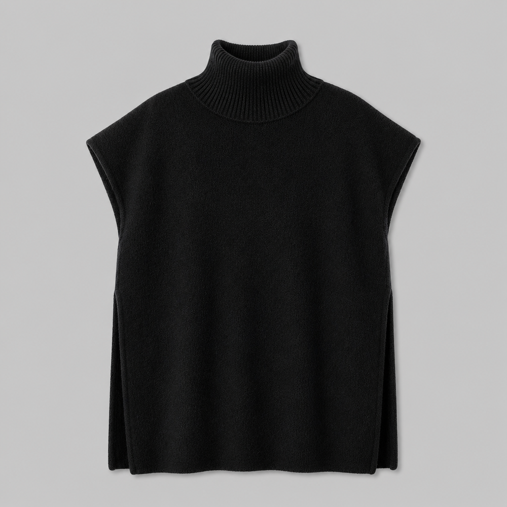 CILVELLA — Cashmere Blend Turtleneck Knit Poncho