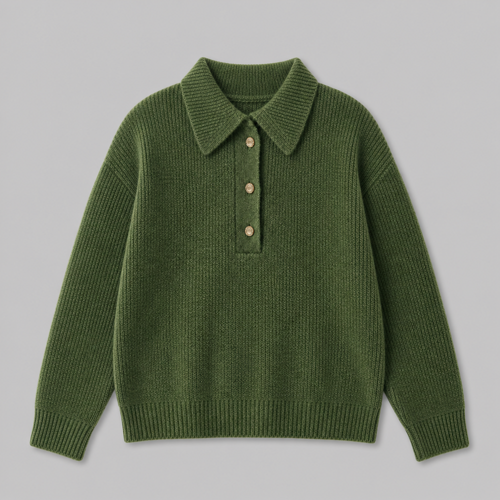 CILVELLA — Cashmere Blend Polo Knit Sweater