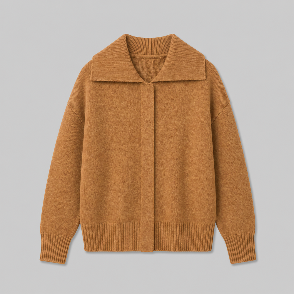 CILVELLA — Cashmere Blend Collared Knit Cardigan