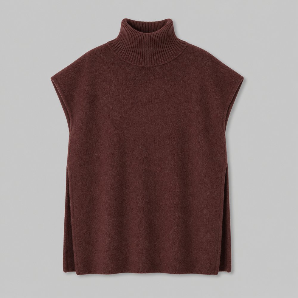 CILVELLA — Cashmere Blend Turtleneck Knit Poncho