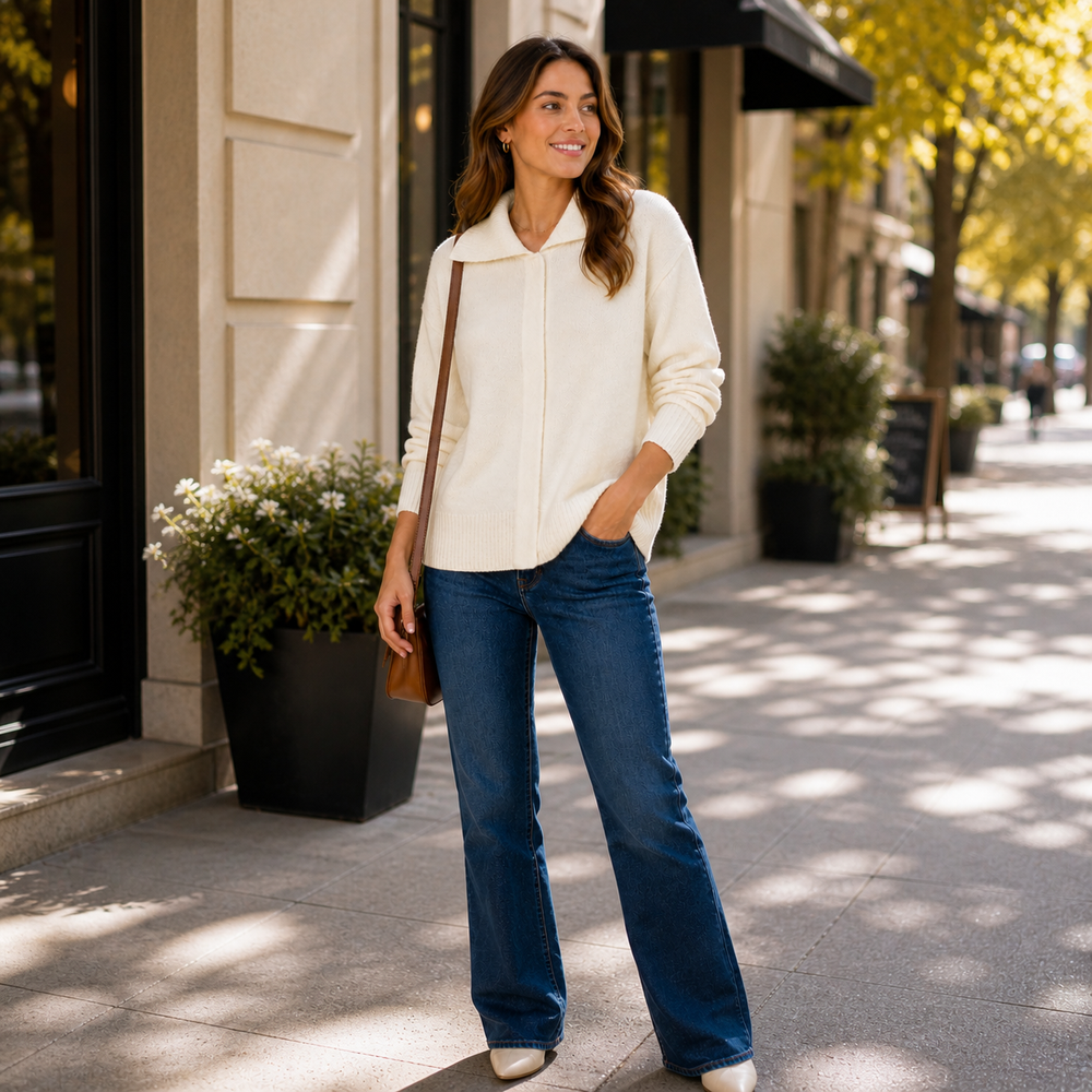 CILVELLA — Cashmere Blend Collared Knit Cardigan