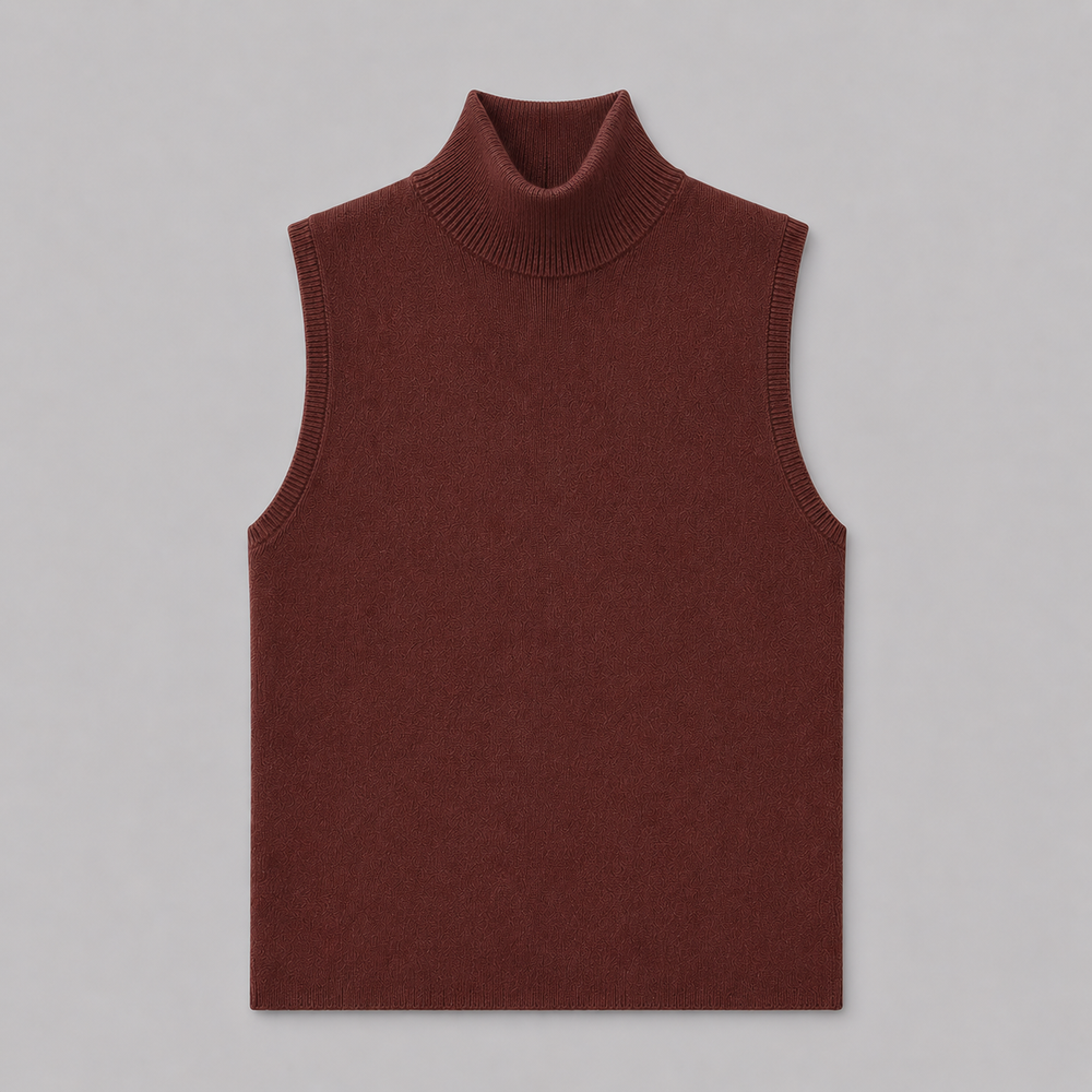 CILVELLA — Cashmere Blend Sleeveless Turtleneck Knit Top