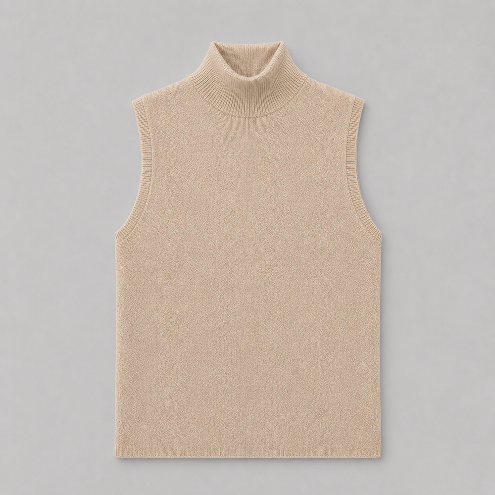 CILVELLA — Cashmere Blend Sleeveless Turtleneck Knit Top