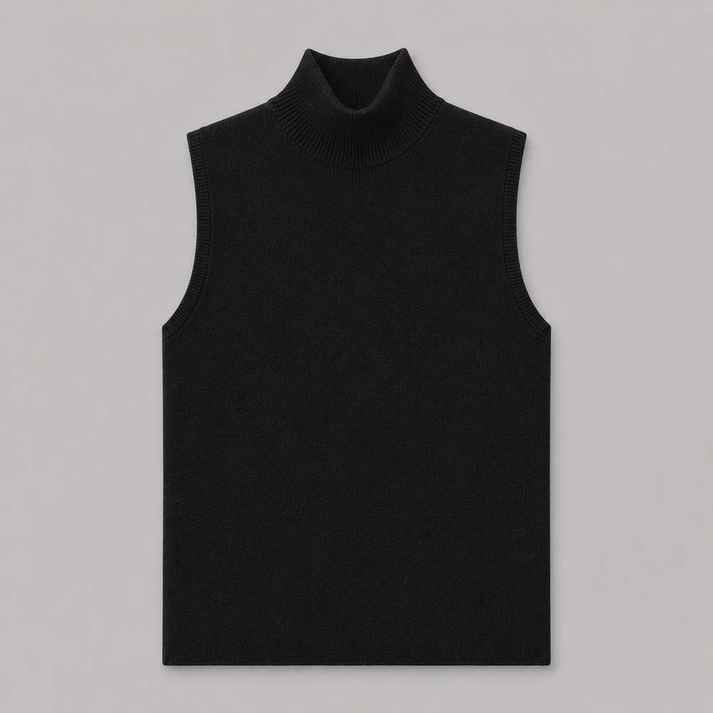 CILVELLA — Cashmere Blend Sleeveless Turtleneck Knit Top
