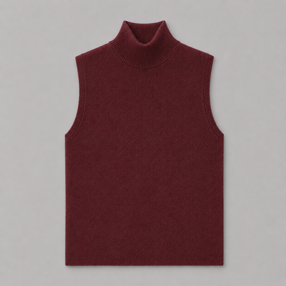 CILVELLA — Cashmere Blend Sleeveless Turtleneck Knit Top