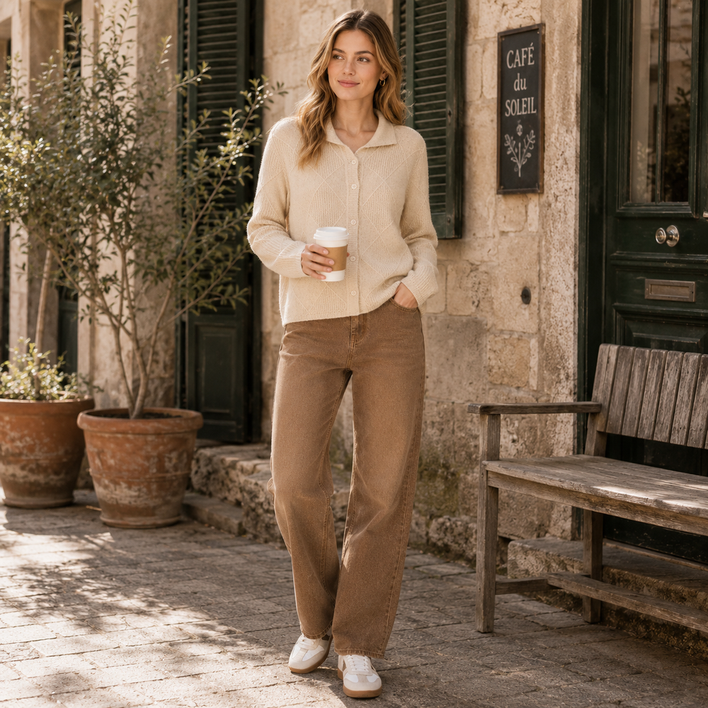 CILVELLA —  Elegant Diamond Knit Cardigan