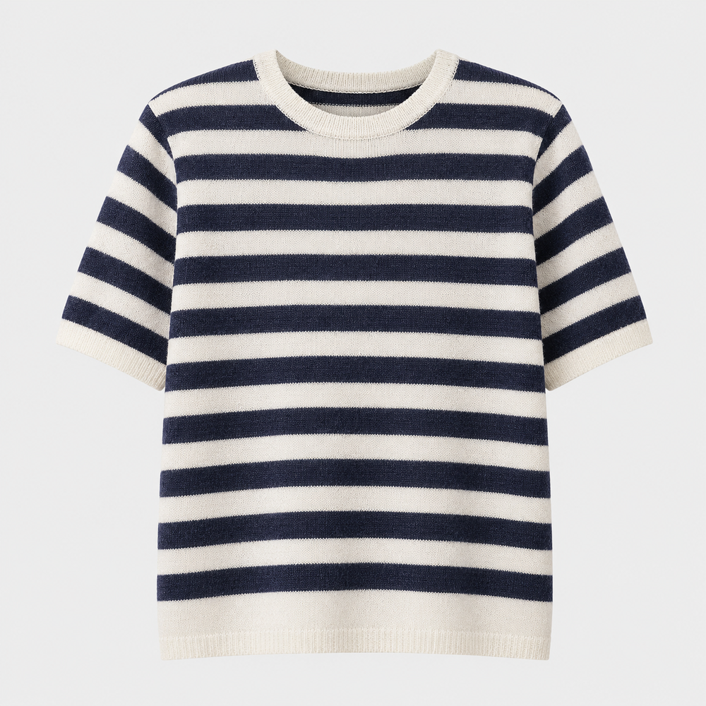 Cilvella | Tencel Lyocell Striped Short Sleeve T-Shirt