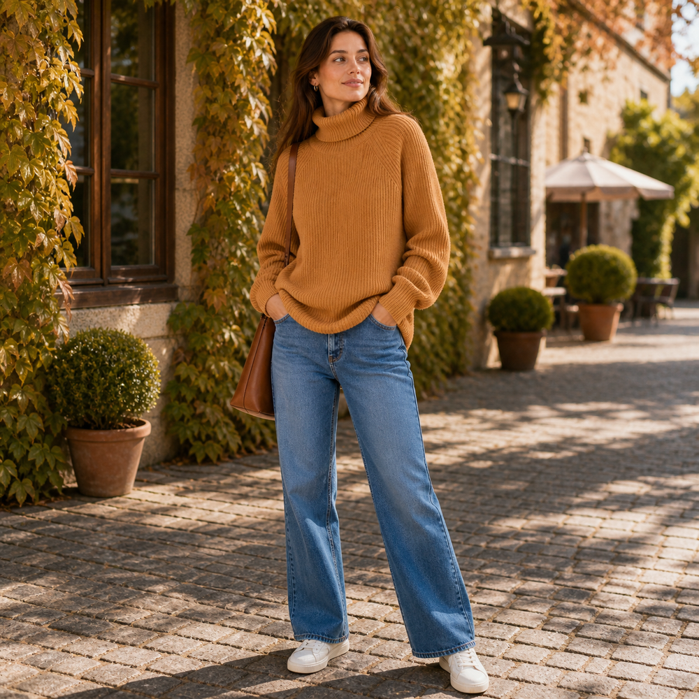 CILVELLA — Cashmere Blend Turtleneck Ribbed Sweater