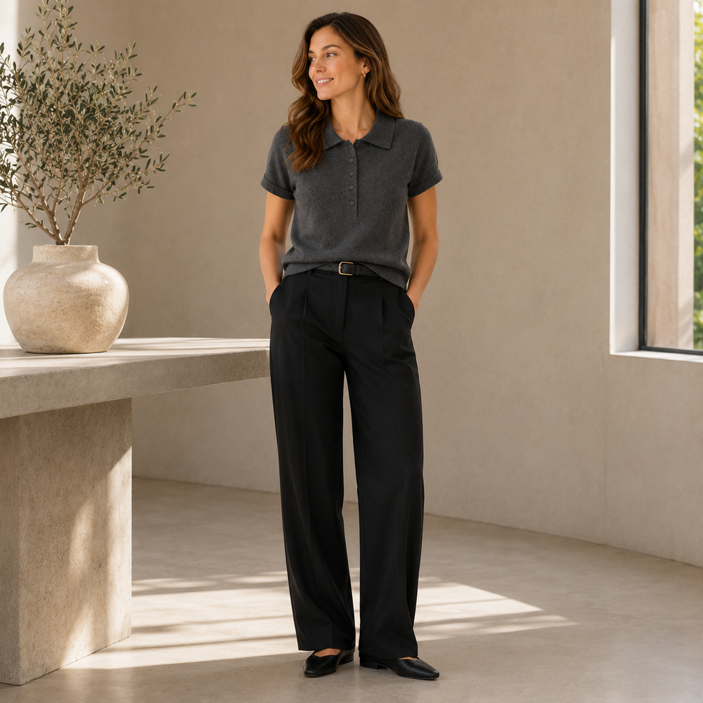 Cilvella | Tencel Lyocell Knit Polo T-Shirt