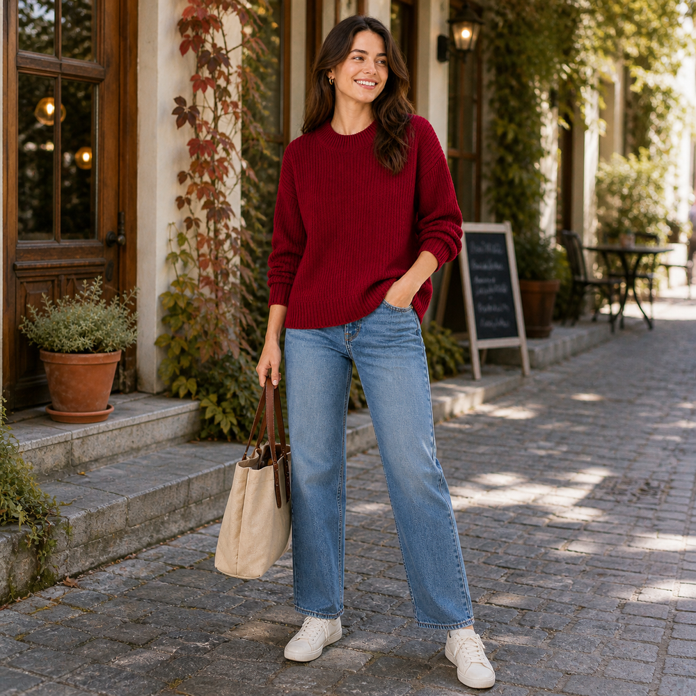 CILVELLA — Cashmere Blend Ribbed Knit Sweater