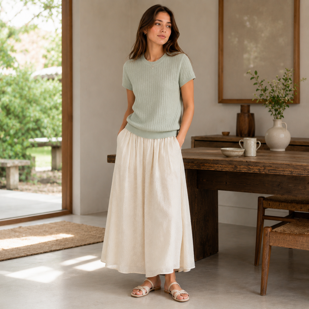 Cilvella | Tencel Lyocell Patterned Knit Top
