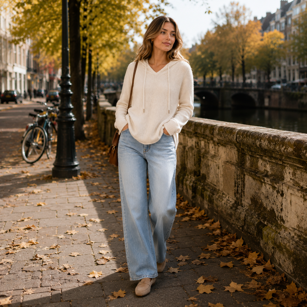 CILVELLA — Cashmere Blend Hooded Knit Sweater
