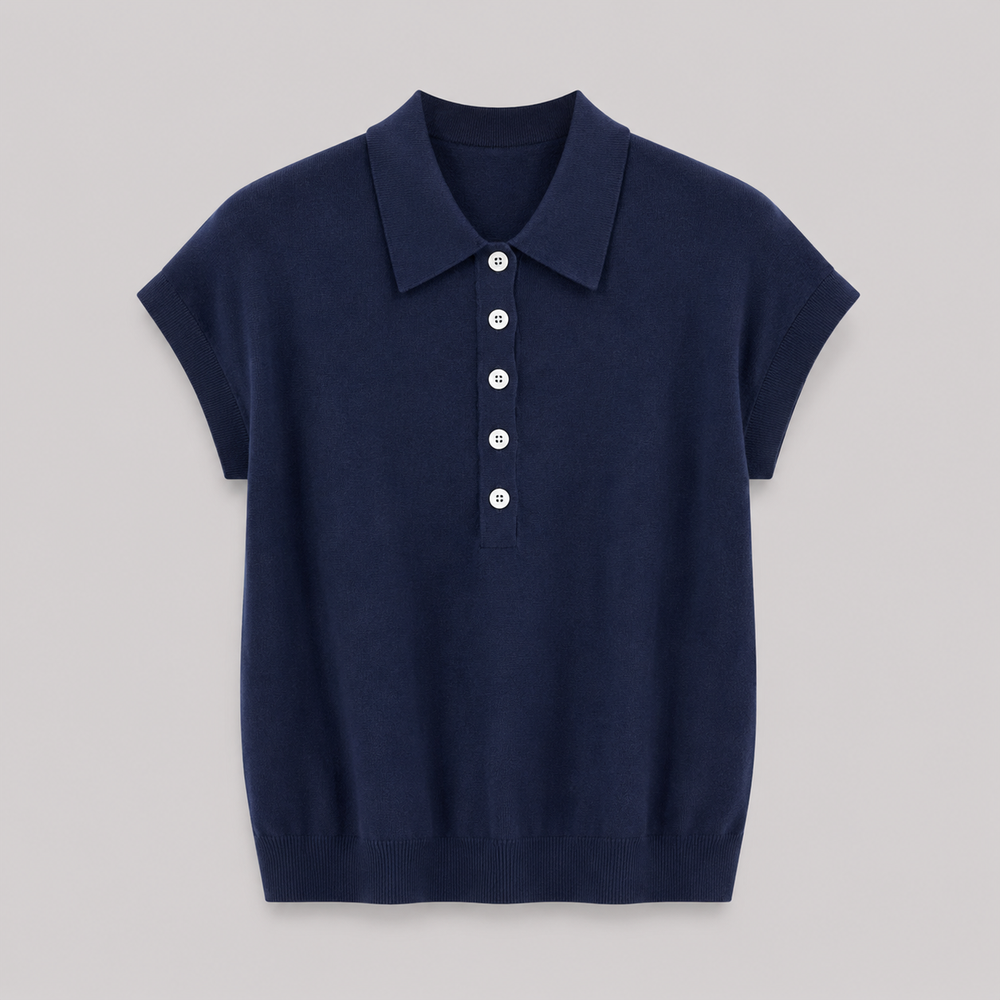 Cilvella | Tencel Lyocell Knit Polo T-Shirt