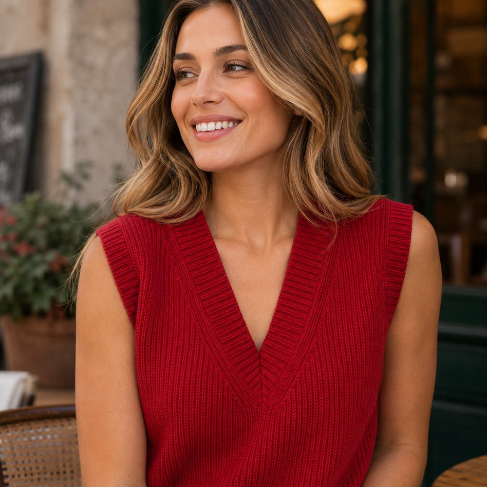 CILVELLA — Cashmere Blend V-Neck Knit Vest