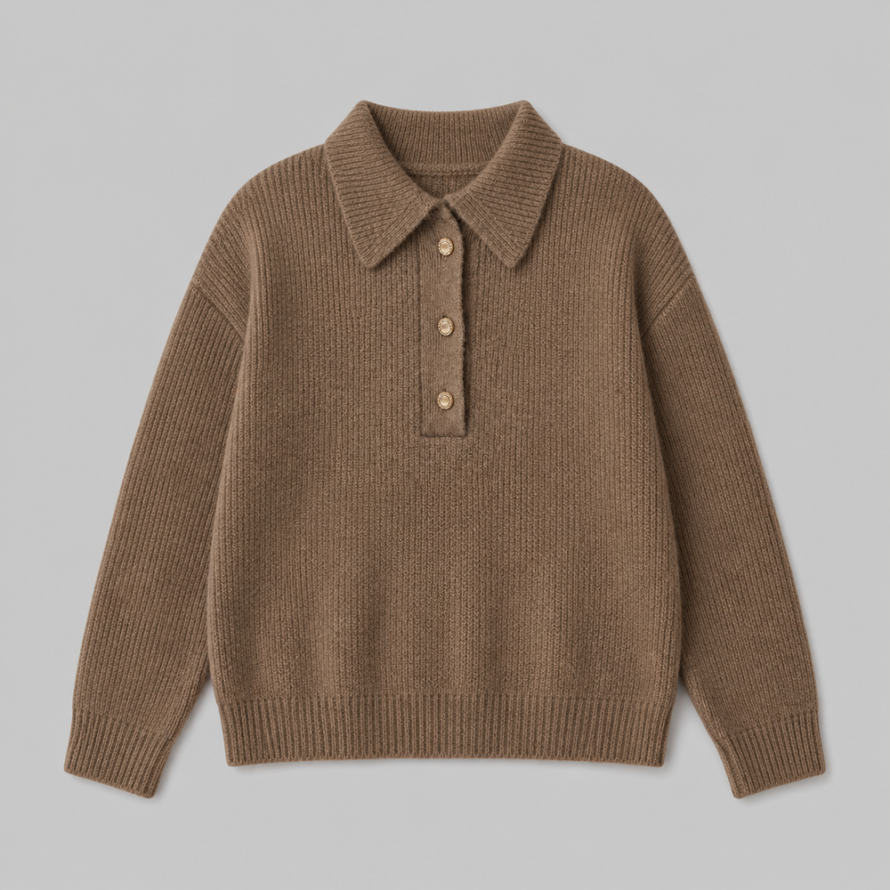 CILVELLA — Cashmere Blend Polo Knit Sweater