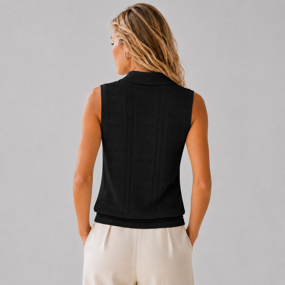 Cilvella | Tencel Lyocell Eyelet Sleeveless Shirt