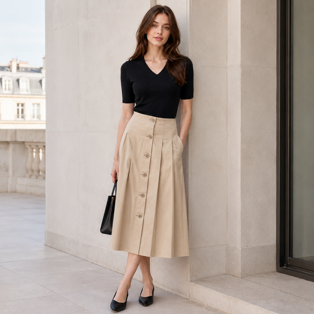 Cilvella | Tencel Lyocell Short Sleeve V-Neck Knit Top