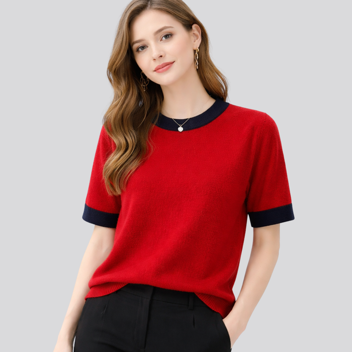 CILVELLA — Merino Wool Short Sleeve Knit Top