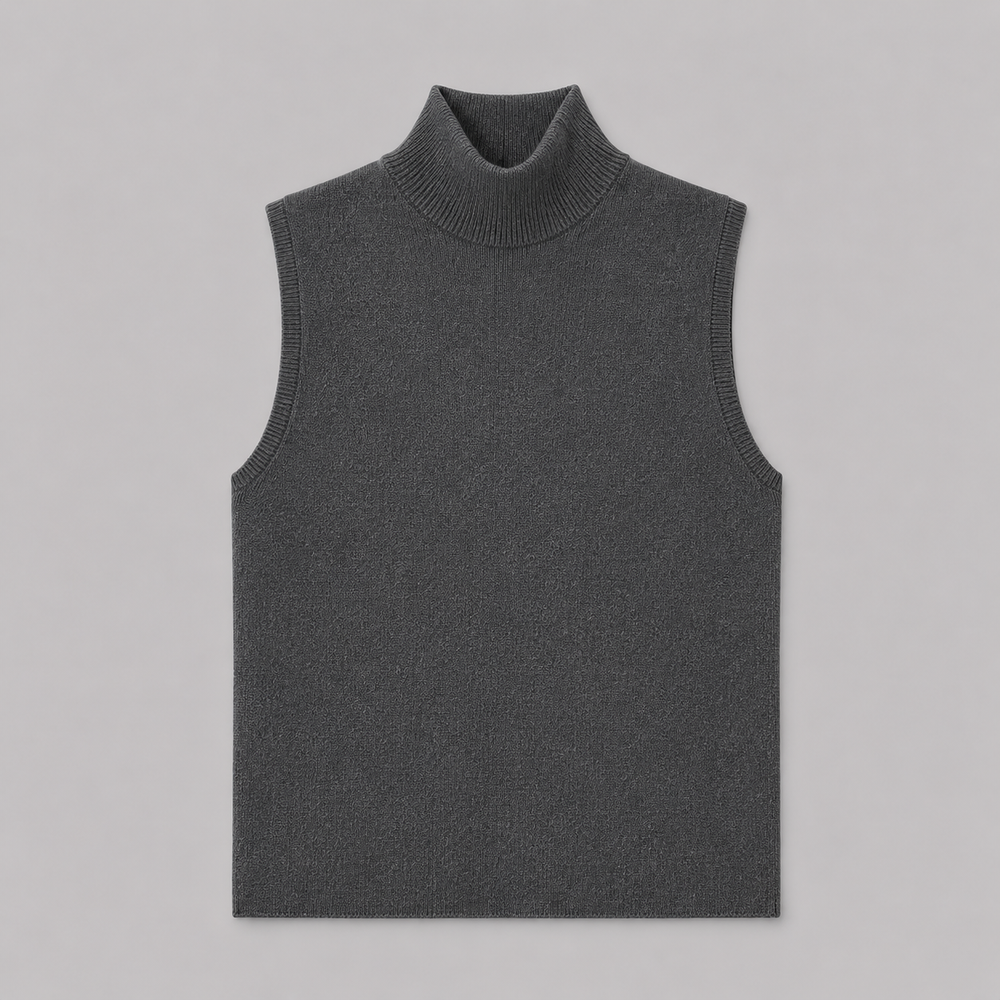 CILVELLA — Cashmere Blend Sleeveless Turtleneck Knit Top