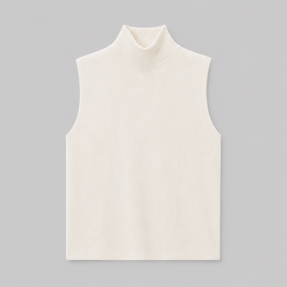 CILVELLA — Cashmere Blend Sleeveless Turtleneck Knit Top