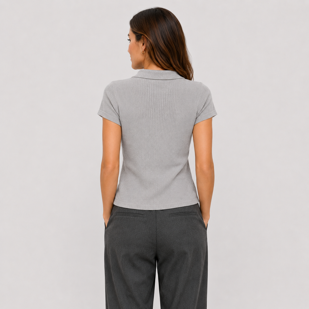 Cilvella | Tencel Lyocell V-Neck Knit Polo T-Shirt