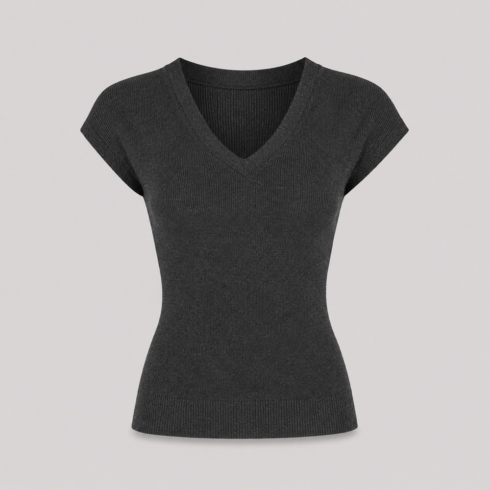 Cilvella | Tencel Lyocell V-Neck Slim Fit Knit Top
