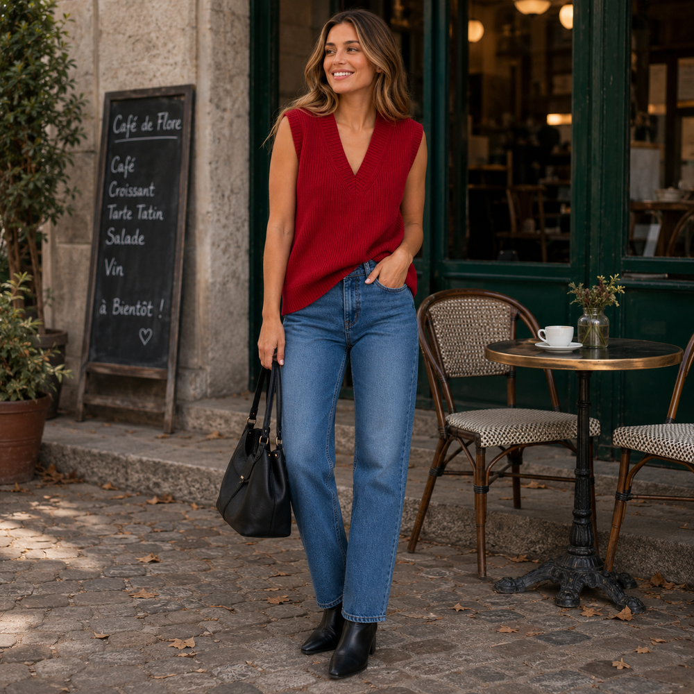 CILVELLA — Cashmere Blend V-Neck Knit Vest
