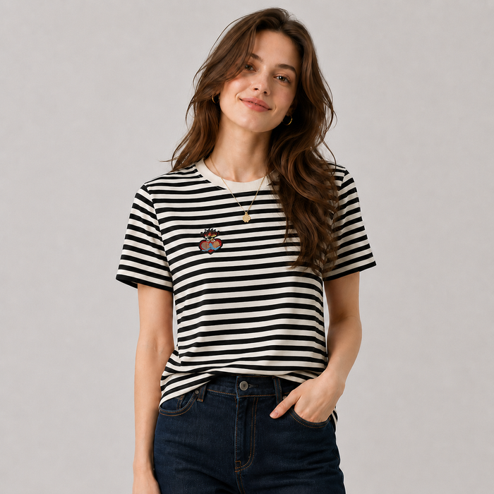 Cilvella | Tencel Lyocell Relaxed Fit Striped Knit T-Shirt