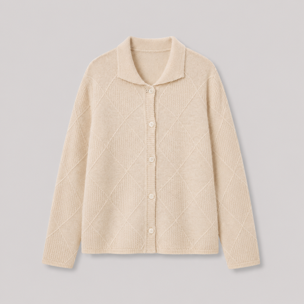 CILVELLA —  Elegant Diamond Knit Cardigan