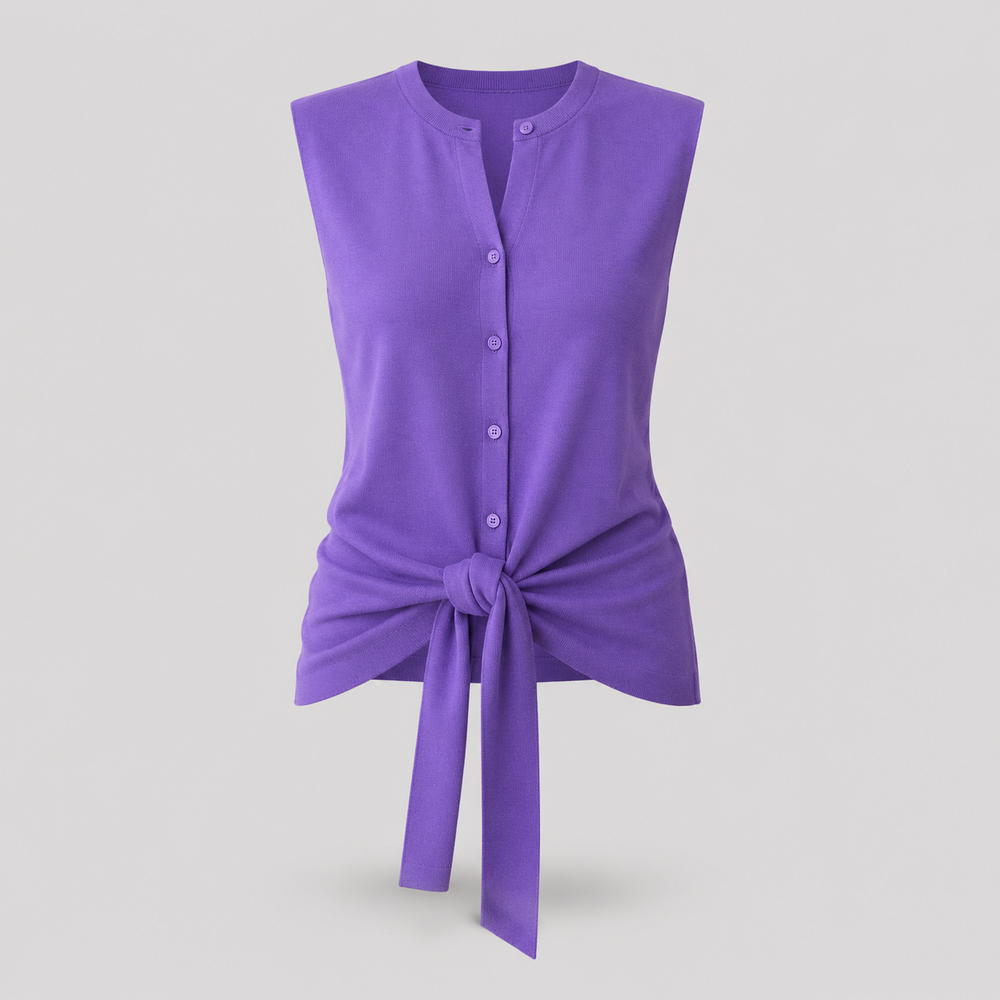 Cilvella | Tencel Lyocell Sleeveless Button-Down Knit Top