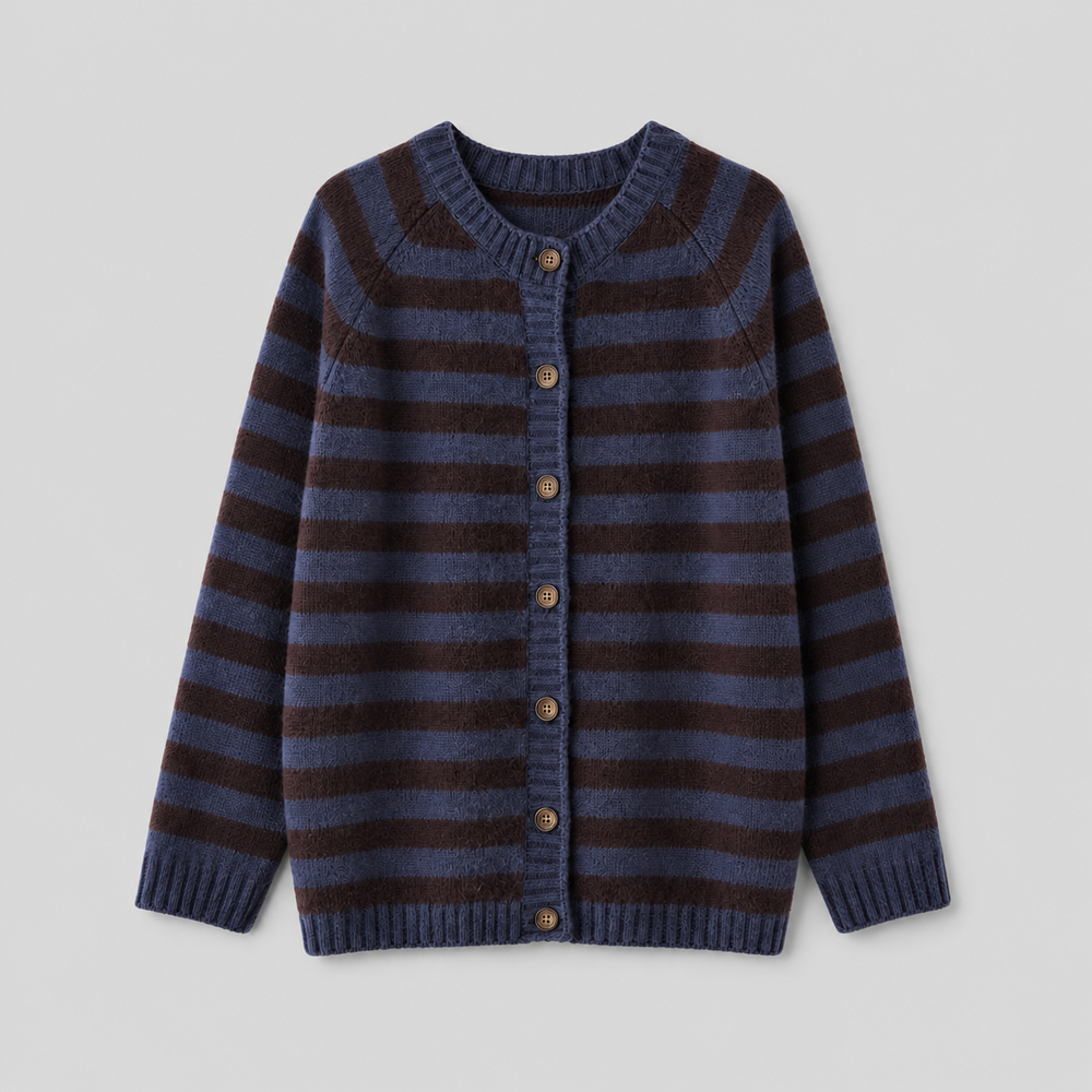 CILVELLA — Cashmere Blend Striped Knit Cardigan