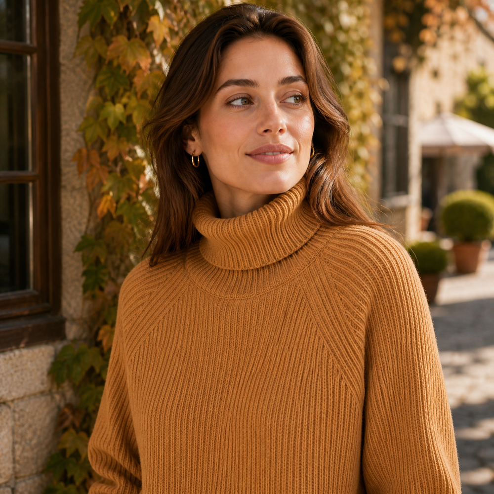 CILVELLA — Cashmere Blend Turtleneck Ribbed Sweater