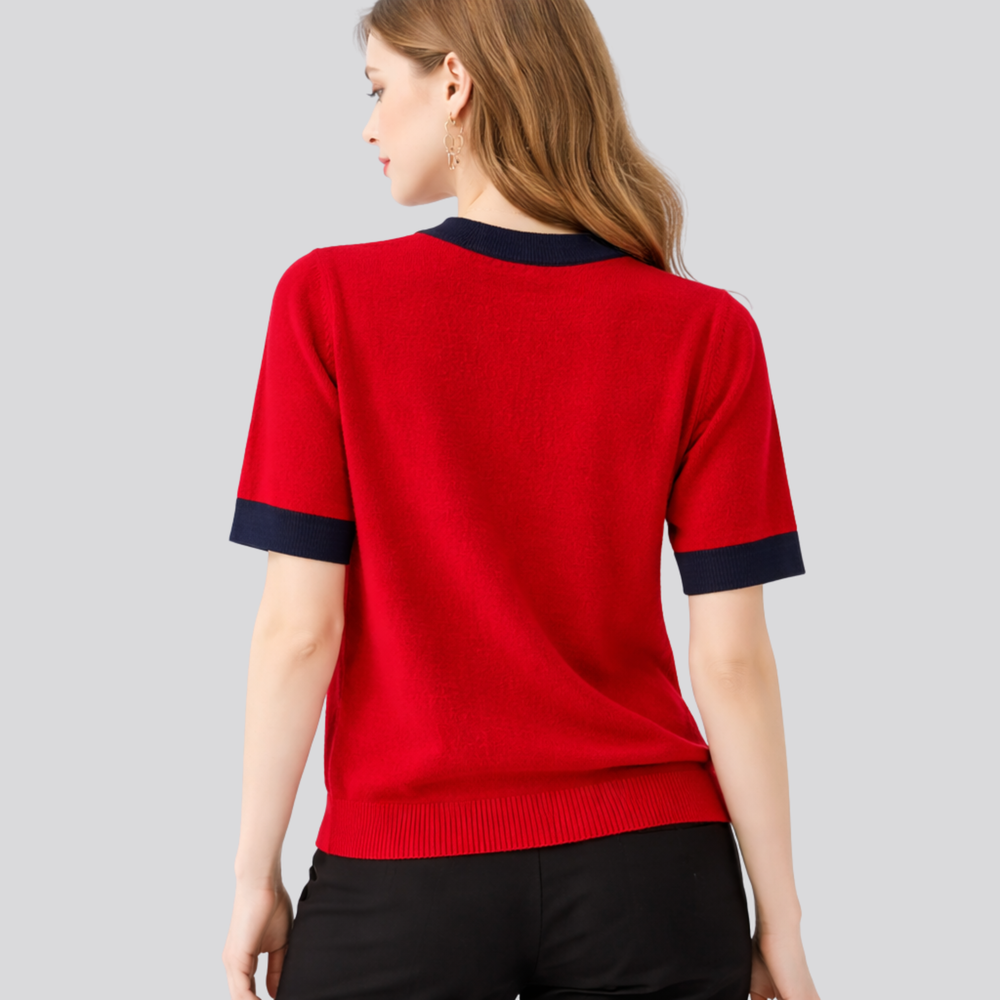 CILVELLA — Merino Wool Short Sleeve Knit Top