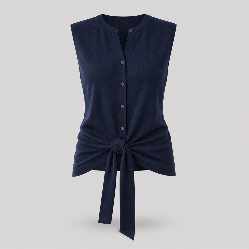 Cilvella | Tencel Lyocell Sleeveless Button-Down Knit Top