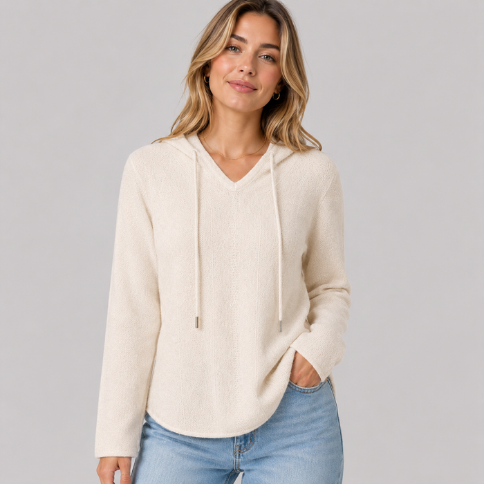 CILVELLA — Cashmere Blend Hooded Knit Sweater