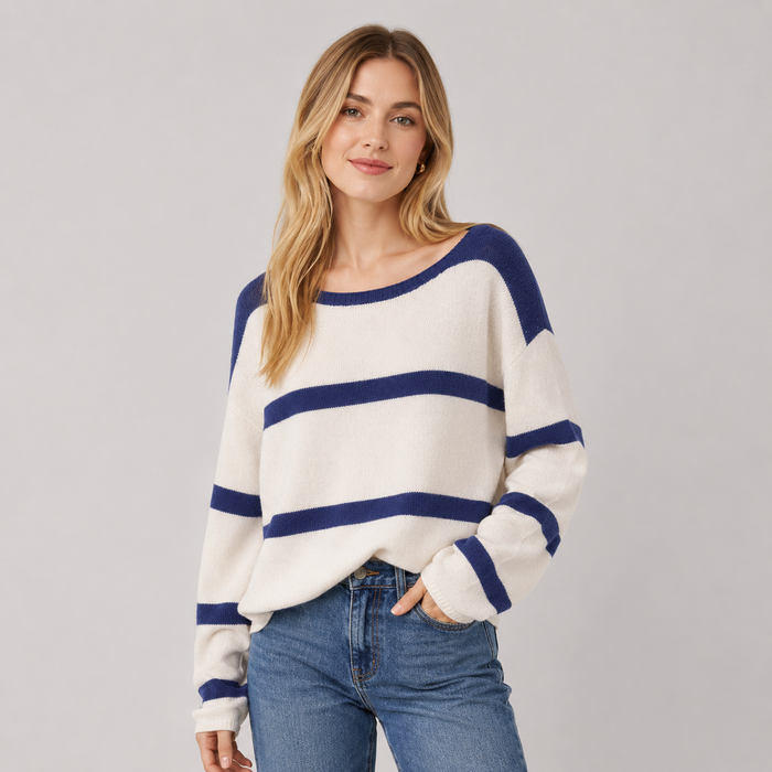 CILVELLA — Coastal Stripe Cashmere Blend Sweater